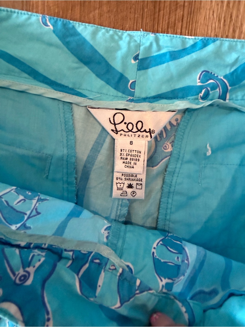 Vintage Vtg Women’s LILLY PULITZER Blue Seahorse Capri Pants Size 8 - Picture 5 of 5